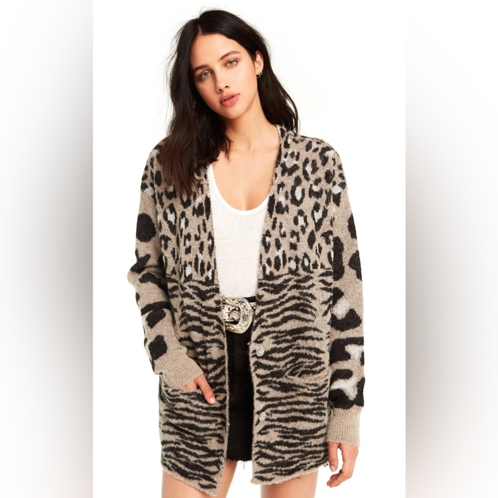 Wildfox Grey Animal Attraction Avani Cardigan